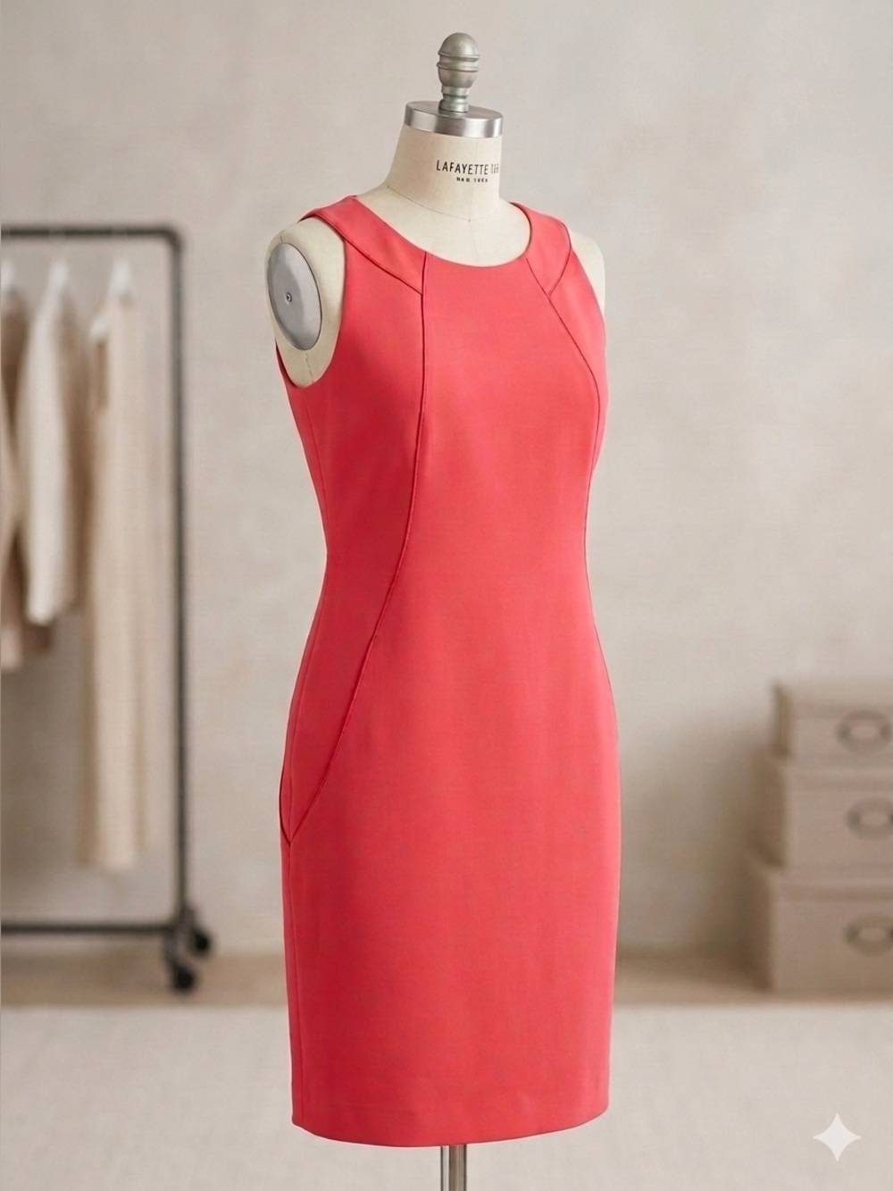 Lafayette 148 New York Sleek Sleeveless Sheath Dress in Coral